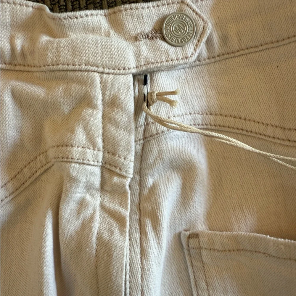 MOTHER Cream Denim Mini Skirt